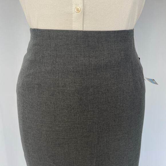 Vintage Long Pencil Skirt Size 14 Gray Solid Minimal Career Office Academia 90s - Picture 3 of 15